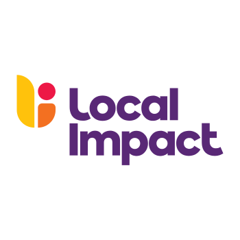 Colourful "li" icon in yellow, orange and pink beside the purple wordmark "Local Impact" on a white background.